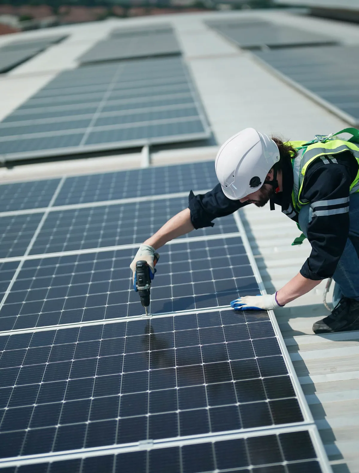 Solar panels generating clean energy at a UK site