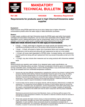  Technical Bulletin-  Requirements for products used in high Chlorine/Chloramine water supplies